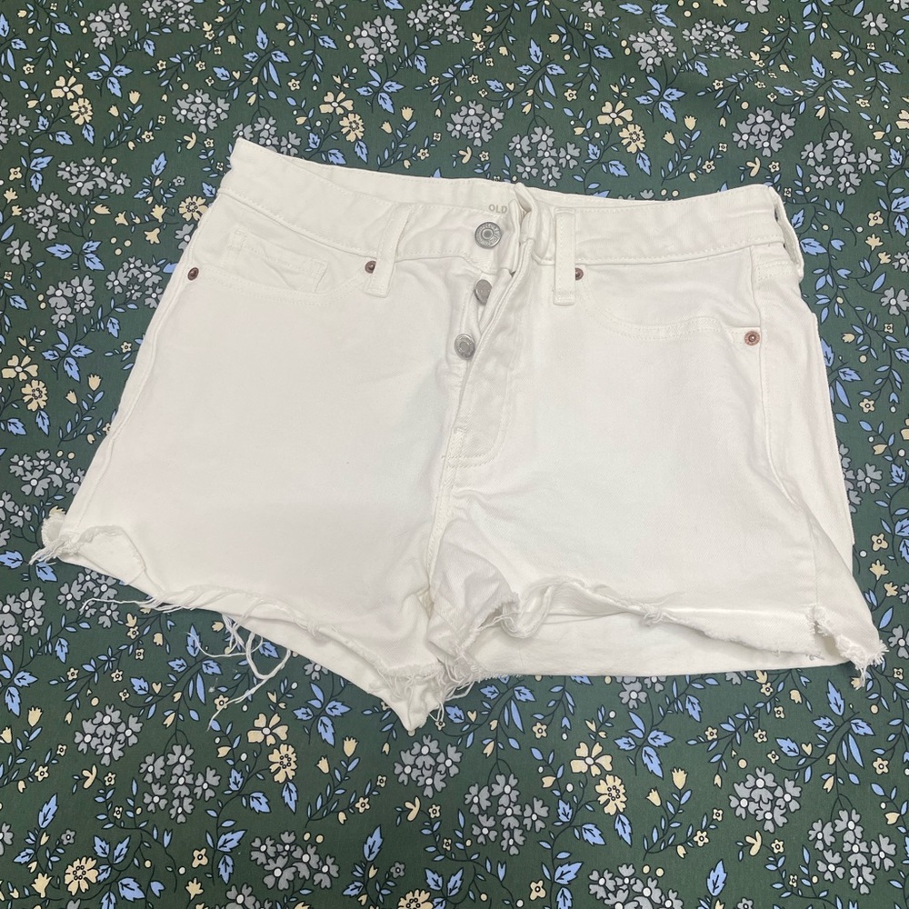Old Navy White Jean Shorts with Raw Hem